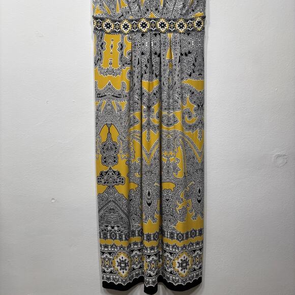 Chicos Pleated Paisley Medallion Maxi Dress Size 1 (8/10) Classic Royal Regency - Picture 9 of 10